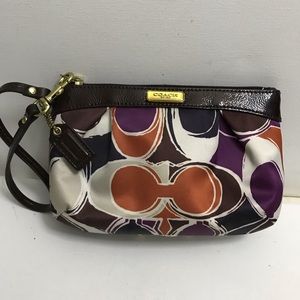 Coach Scarf Silk Print Multi Color Wristlet Wallet. NWOT